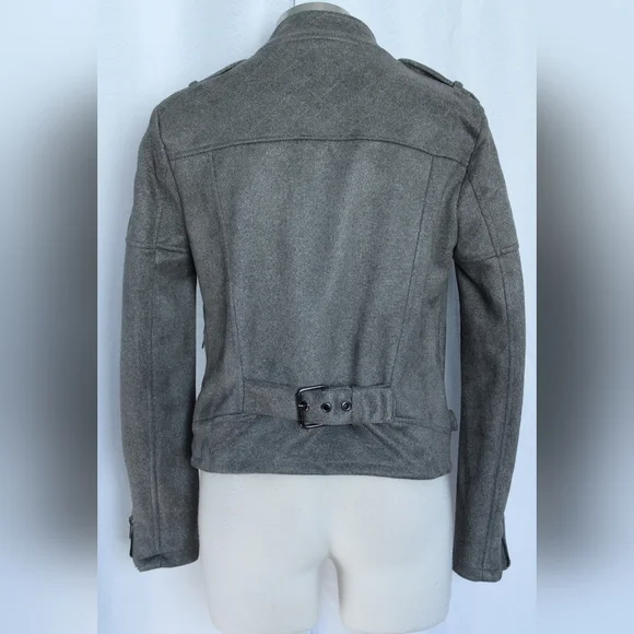 Vici Grey Moto Jacket Small Cotton Biker Style Zip - Picture 4 of 4